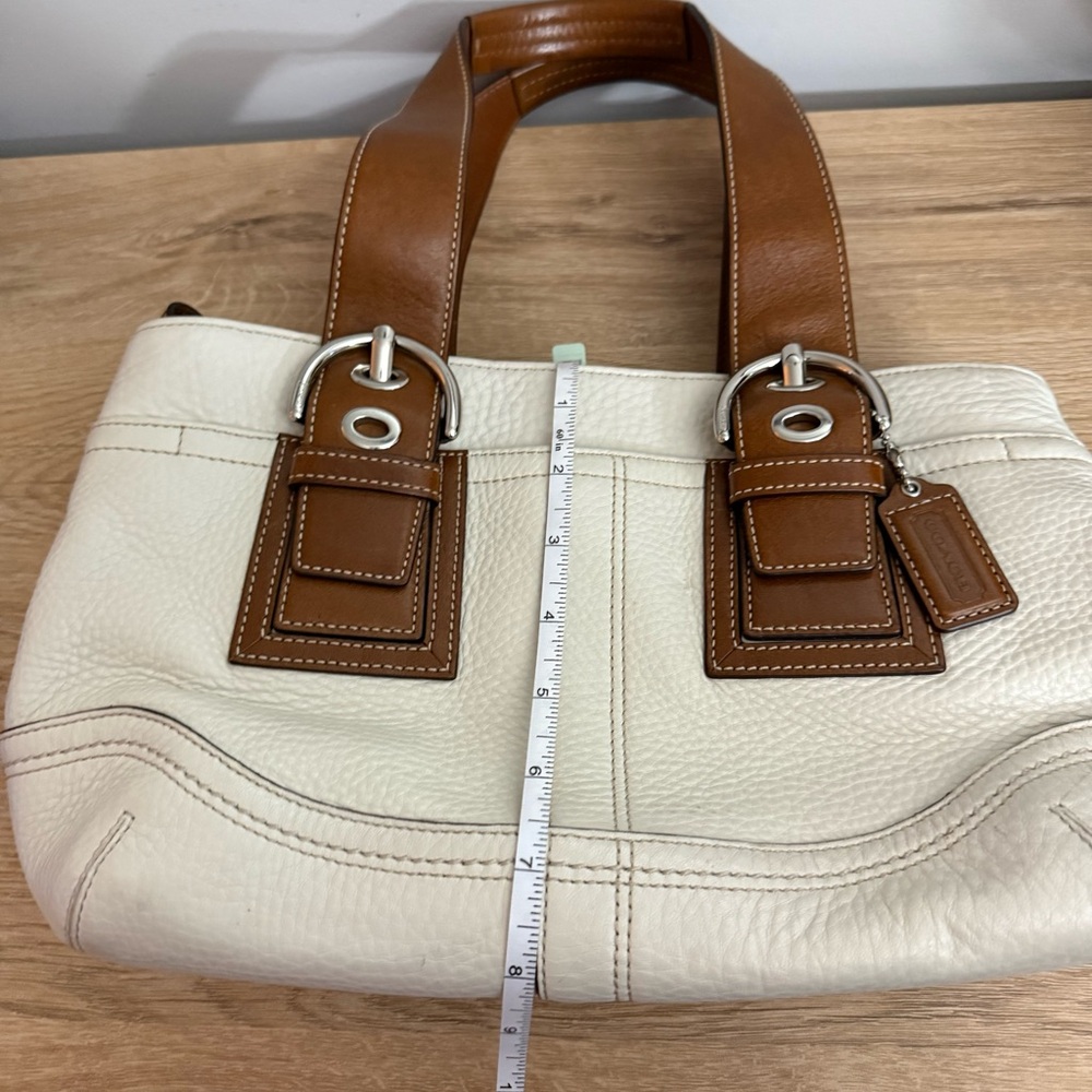Vintage Y2K Coach Soho Pebbled Leather Small Hand Bag Cream Brown Purse F12302 - Picture 16 of 16